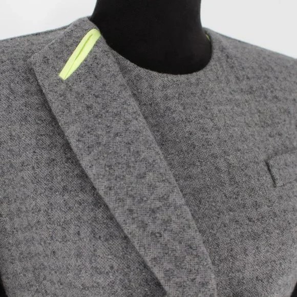 Giorgio Armani Grey Wool Asymmetric Blazer Jacket Silk Lime Green Trim 40 Small - Picture 3 of 8